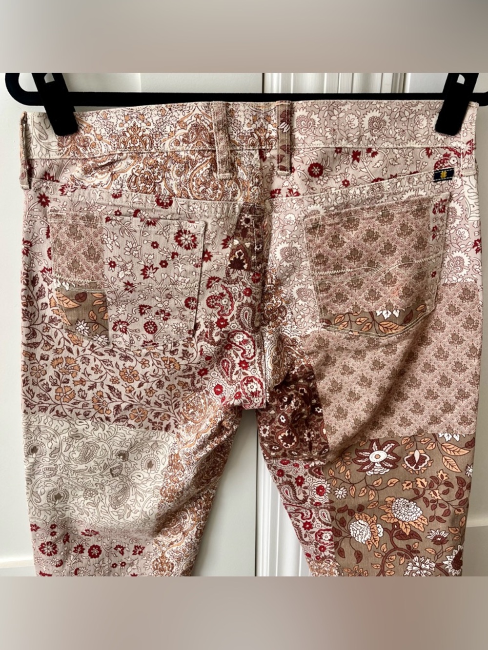 Lucky Brand Charlie Skinny Boho Patchwork Jeans Beige Sz 10 - Picture 14 of 16